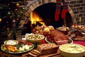 picture of table full of holiday food